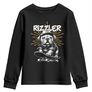Funny Meme Rizzler Dog Youth Sweatshirt TS09 Black Print Your Wear