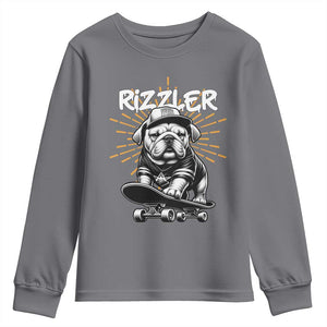 Funny Meme Rizzler Dog Youth Sweatshirt TS09 Charcoal Print Your Wear