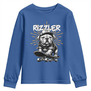 Funny Meme Rizzler Dog Youth Sweatshirt TS09 Royal Blue Print Your Wear