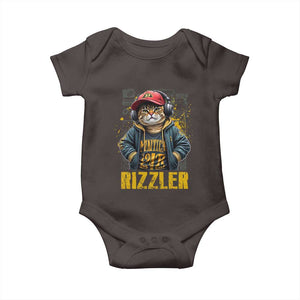 Funny Meme Rizzler Cat Baby Onesie TS09 Dark Chocolate Print Your Wear