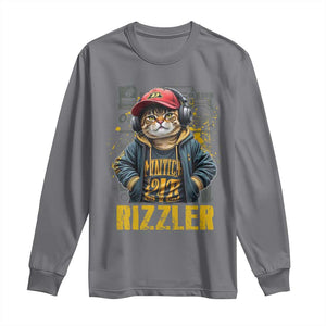 Funny Meme Rizzler Cat Long Sleeve Shirt TS09 Charcoal Print Your Wear
