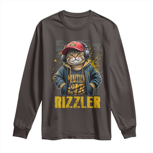 Funny Meme Rizzler Cat Long Sleeve Shirt TS09 Dark Chocolate Print Your Wear