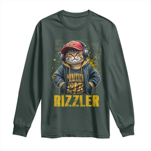 Funny Meme Rizzler Cat Long Sleeve Shirt TS09 Dark Forest Green Print Your Wear