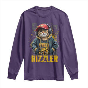 Funny Meme Rizzler Cat Long Sleeve Shirt TS09 Purple Print Your Wear