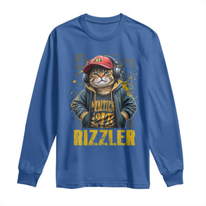 Funny Meme Rizzler Cat Long Sleeve Shirt TS09 Royal Blue Print Your Wear