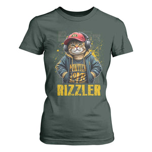 Funny Meme Rizzler Cat T Shirt For Women TS09 Dark Forest Green Print Your Wear