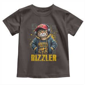 Funny Meme Rizzler Cat Toddler T Shirt TS09 Dark Chocolate Print Your Wear