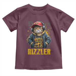 Funny Meme Rizzler Cat Toddler T Shirt TS09 Maroon Print Your Wear