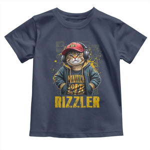 Funny Meme Rizzler Cat Toddler T Shirt TS09 Navy Print Your Wear