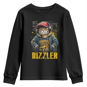 Funny Meme Rizzler Cat Youth Sweatshirt TS09 Black Print Your Wear