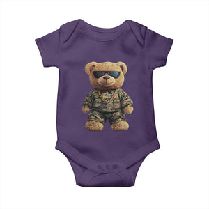 Camo Hip Hop Teddy Bear Baby Onesie Camouflage Gangsta Streetwear TS09 Purple Print Your Wear