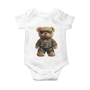 Camo Hip Hop Teddy Bear Baby Onesie Camouflage Gangsta Streetwear TS09 White Print Your Wear