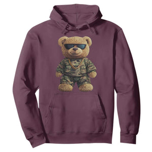 Camo Hip Hop Teddy Bear Hoodie Camouflage Gangsta Streetwear TS09 Maroon Print Your Wear