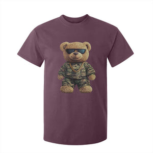 Camo Hip Hop Teddy Bear T Shirt For Kid Camouflage Gangsta Streetwear TS09 Maroon Print Your Wear