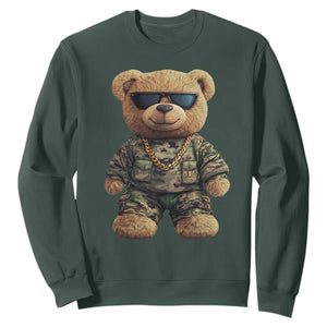 Camo Hip Hop Teddy Bear Sweatshirt Camouflage Gangsta Streetwear TS09 Dark Forest Green Print Your Wear
