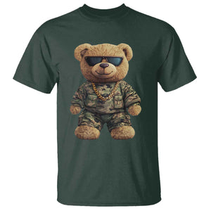 Camo Hip Hop Teddy Bear T Shirt Camouflage Gangsta Streetwear TS09 Dark Forest Green Print Your Wear