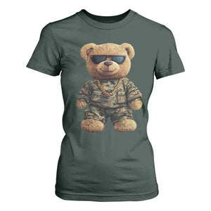 Camo Hip Hop Teddy Bear T Shirt For Women Camouflage Gangsta Streetwear TS09 Dark Forest Green Print Your Wear
