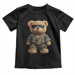Camo Hip Hop Teddy Bear Toddler T Shirt Camouflage Gangsta Streetwear TS09 Black Print Your Wear