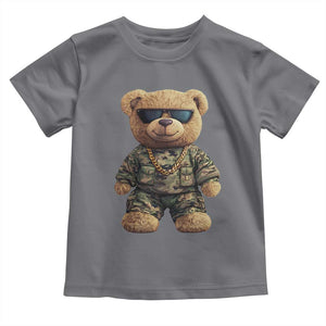 Camo Hip Hop Teddy Bear Toddler T Shirt Camouflage Gangsta Streetwear TS09 Charcoal Print Your Wear