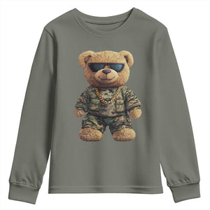 Camo Hip Hop Teddy Bear Youth Sweatshirt Camouflage Gangsta Streetwear TS09 Military Green Print Your Wear