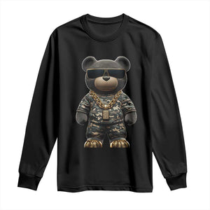 Hip Hop Teddy Bear Long Sleeve Shirt Camouflage Gangsta Streetwear TS09 Black Print Your Wear