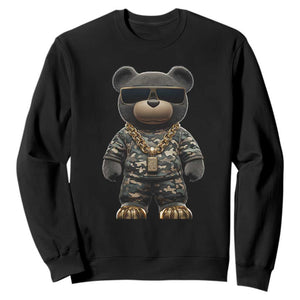 Hip Hop Teddy Bear Sweatshirt Camouflage Gangsta Streetwear TS09 Black Print Your Wear