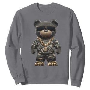 Hip Hop Teddy Bear Sweatshirt Camouflage Gangsta Streetwear TS09 Charcoal Print Your Wear