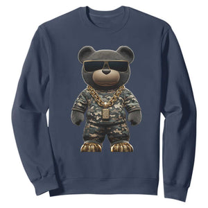 Hip Hop Teddy Bear Sweatshirt Camouflage Gangsta Streetwear TS09 Navy Print Your Wear