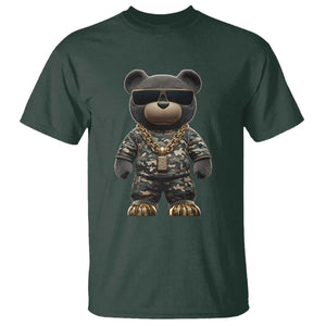 Hip Hop Teddy Bear T Shirt Camouflage Gangsta Streetwear TS09 Dark Forest Green Print Your Wear