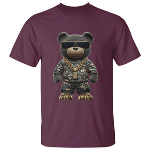 Hip Hop Teddy Bear T Shirt Camouflage Gangsta Streetwear TS09 Maroon Print Your Wear