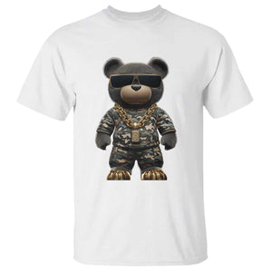 Hip Hop Teddy Bear T Shirt Camouflage Gangsta Streetwear TS09 White Print Your Wear