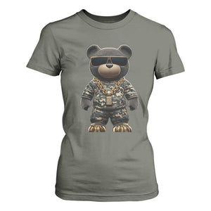 Hip Hop Teddy Bear T Shirt For Women Camouflage Gangsta Streetwear TS09 Military Green Print Your Wear