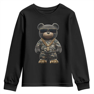 Hip Hop Teddy Bear Youth Sweatshirt Camouflage Gangsta Streetwear TS09 Black Print Your Wear