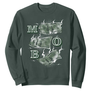 MOB Money Over Everything Sweatshirt TS09 Dark Forest Green Print Your Wear