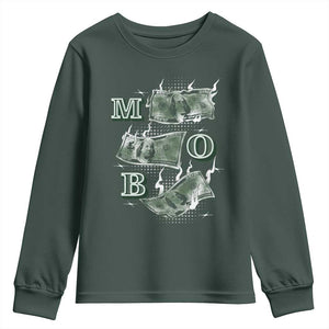 MOB Money Over Everything Youth Sweatshirt TS09 Dark Forest Green Print Your Wear