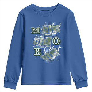 MOB Money Over Everything Youth Sweatshirt TS09 Royal Blue Print Your Wear