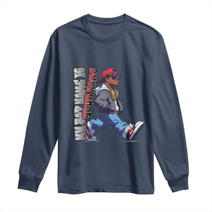 Personalized Hip Hop Rapper Long Sleeve Shirt Custom Name My Rap Name Is TS09 Navy Print Your Wear