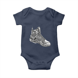Sneaker Lover Baby Onesie Graphic New York Travel SNKR TS09 Navy Print Your Wear