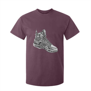 Sneaker Lover T Shirt For Kid Graphic New York Travel SNKR TS09 Maroon Print Your Wear