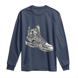 Sneaker Lover Long Sleeve Shirt Graphic New York Travel SNKR TS09 Navy Print Your Wear