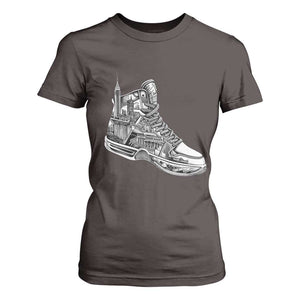 Sneaker Lover T Shirt For Women Graphic New York Travel SNKR TS09 Dark Chocolate Print Your Wear