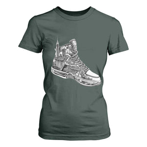 Sneaker Lover T Shirt For Women Graphic New York Travel SNKR TS09 Dark Forest Green Print Your Wear