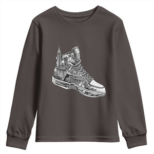 Sneaker Lover Youth Sweatshirt Graphic New York Travel SNKR TS09 Dark Chocolate Print Your Wear