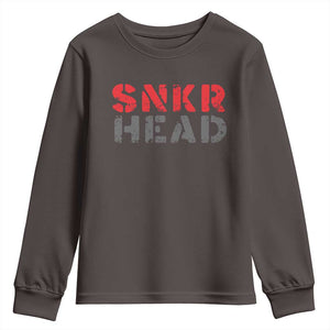 Sneaker Lover Youth Sweatshirt SNKR Head TS09 Dark Chocolate Print Your Wear