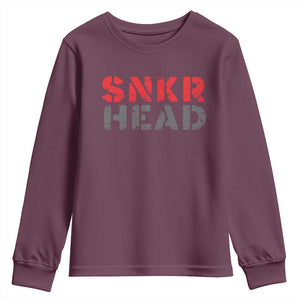 Sneaker Lover Youth Sweatshirt SNKR Head TS09 Maroon Print Your Wear