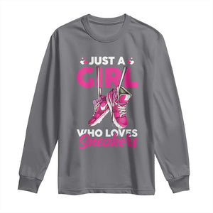 Just A Girl Who Loves Sneakers Long Sleeve Shirt TS09 Charcoal Print Your Wear