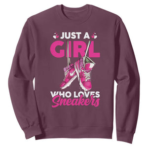 Just A Girl Who Loves Sneakers Sweatshirt TS09 Maroon Print Your Wear