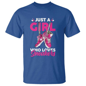 Just A Girl Who Loves Sneakers T Shirt TS09 Royal Blue Print Your Wear