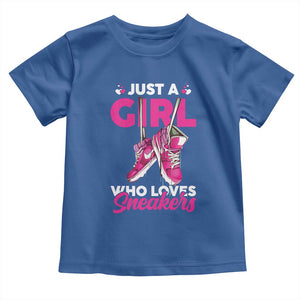 Just A Girl Who Loves Sneakers Toddler T Shirt TS09 Royal Blue Print Your Wear