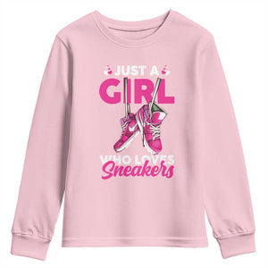 Just A Girl Who Loves Sneakers Youth Sweatshirt TS09 Light Pink Print Your Wear